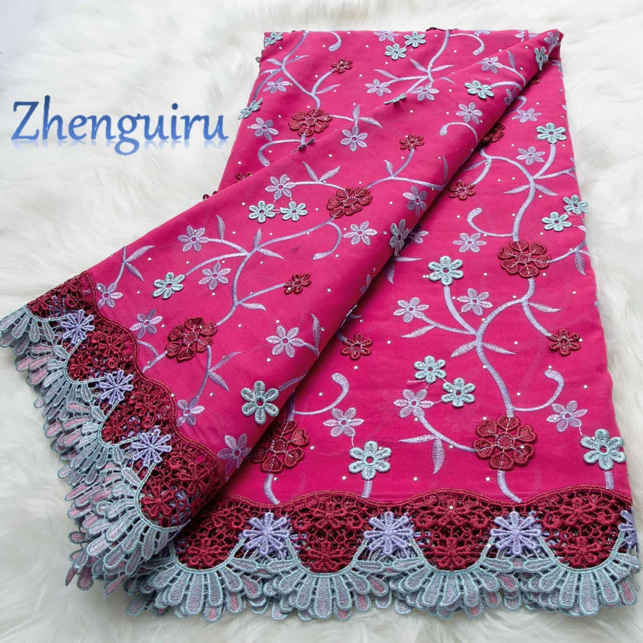 African Cotton Lace Fabric 2026 Swiss Voile Lace Elegant Nigerian 3D Embroidery Cotton Lace 5 Yards for Women Dresses Sew 4717