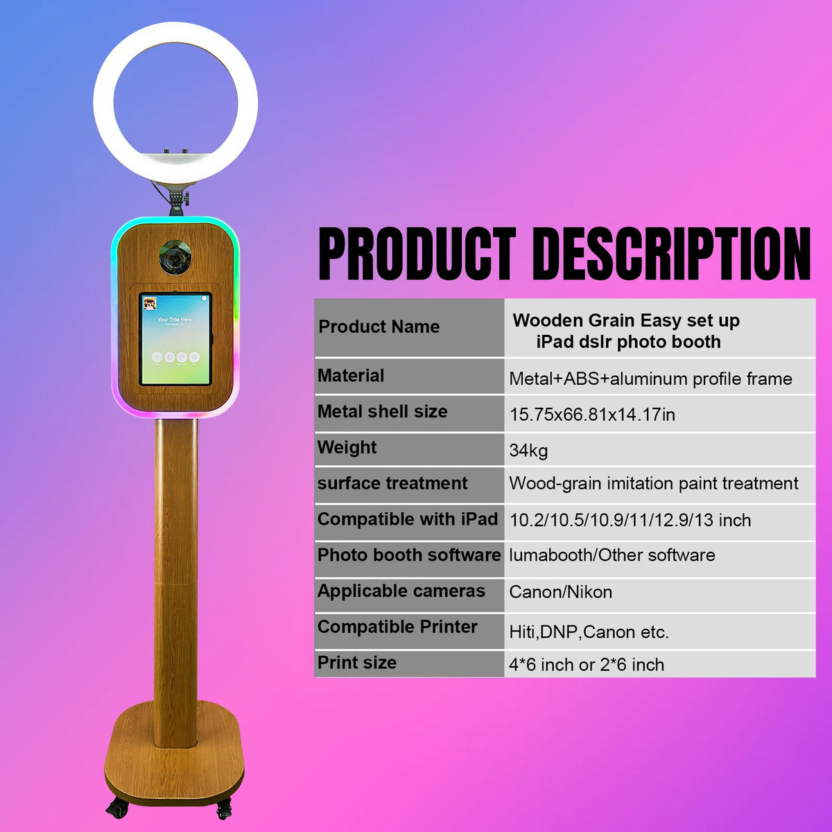 Professional iPad DSLR Photo Booth Machine For Weddings Or Parties