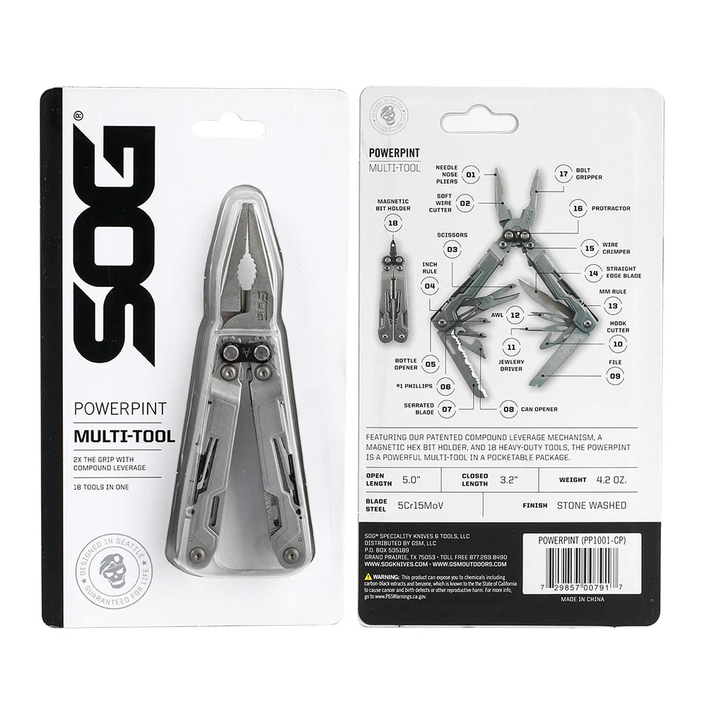 SOG PowerPint Mini 18-in-1 Stainless Steel Multi-tool