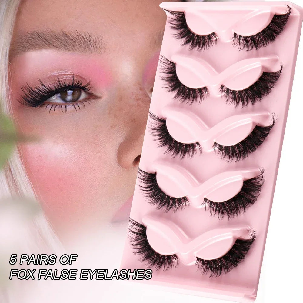 Natural Long Cat Eye False Eyelashes Synthetic Full Strip
