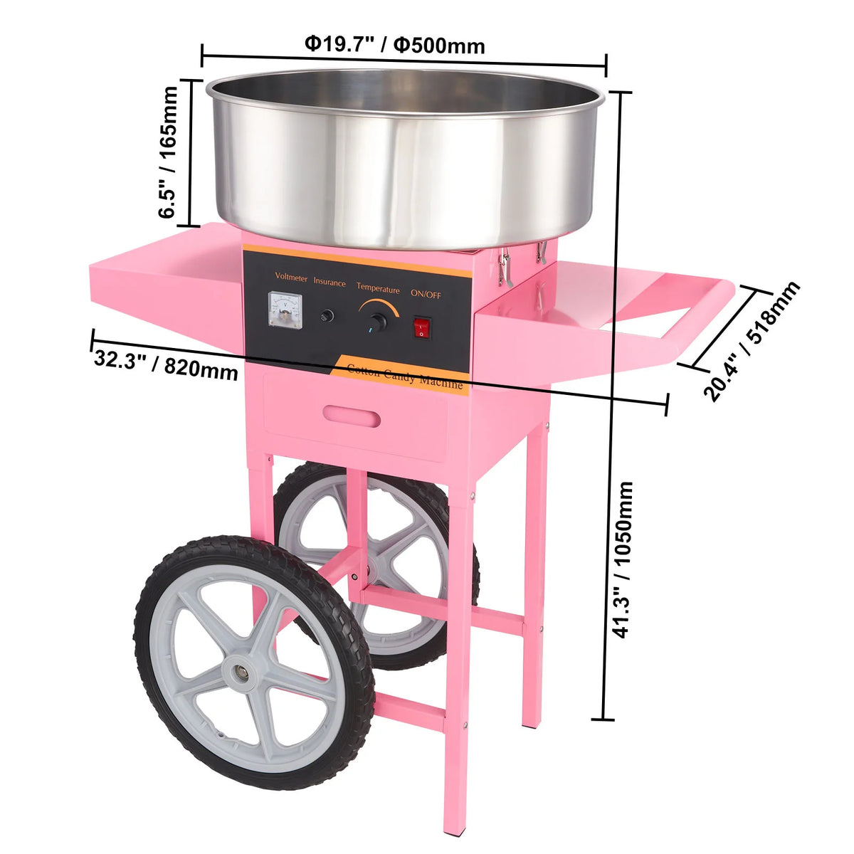 SucceBuy Commercial Electric Cotton Candy Machine With Cart And Bowl