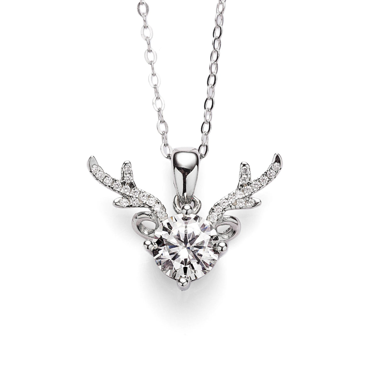 925 Sterling Silver Moissanite Pendant Necklace Round Cut Clavicle Chain