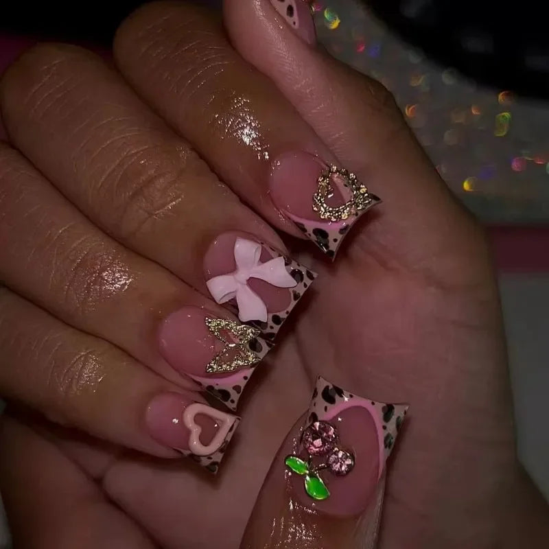 Elegant Y2k Press On False Nails With Star Rhinestone Design