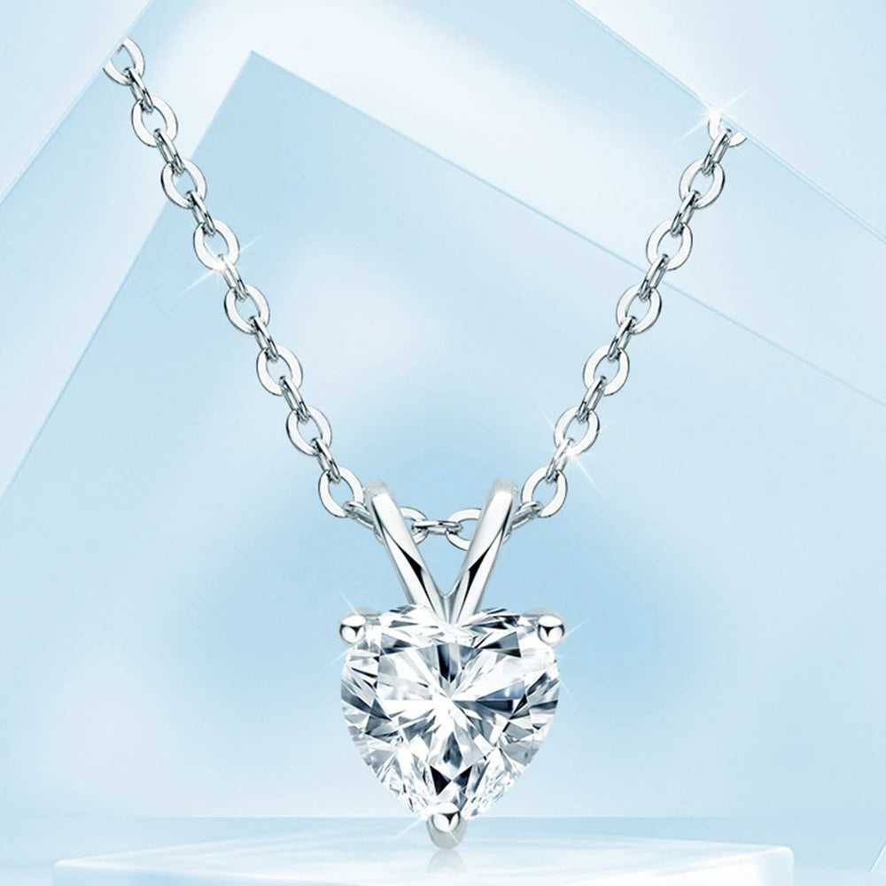 CBTB Sterling Silver Heart Shaped Moissanite Pendant Necklace For Women