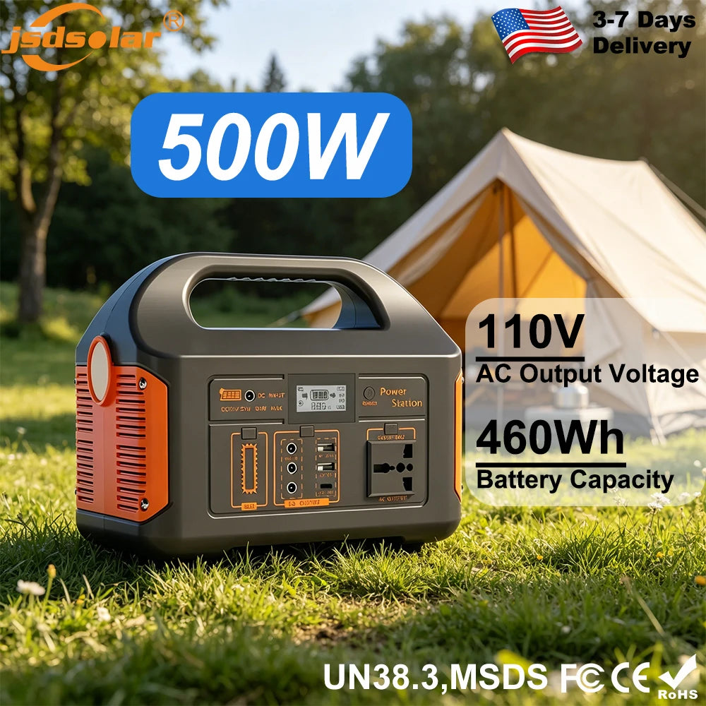 GaiaRay Portable Solar Power Station 500W 460Wh LiFePO4 Battery