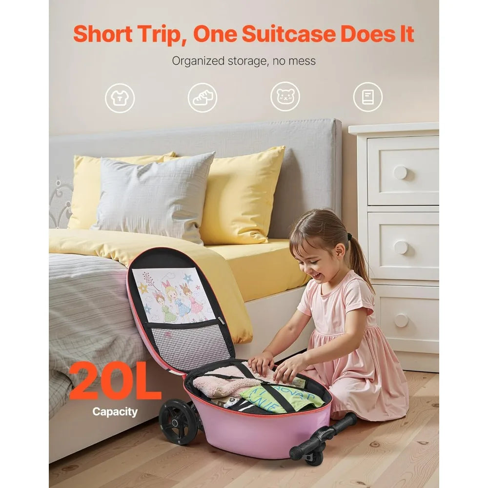 VEVOR Kids Ride On Scooter Suitcase With Flashing Wheels