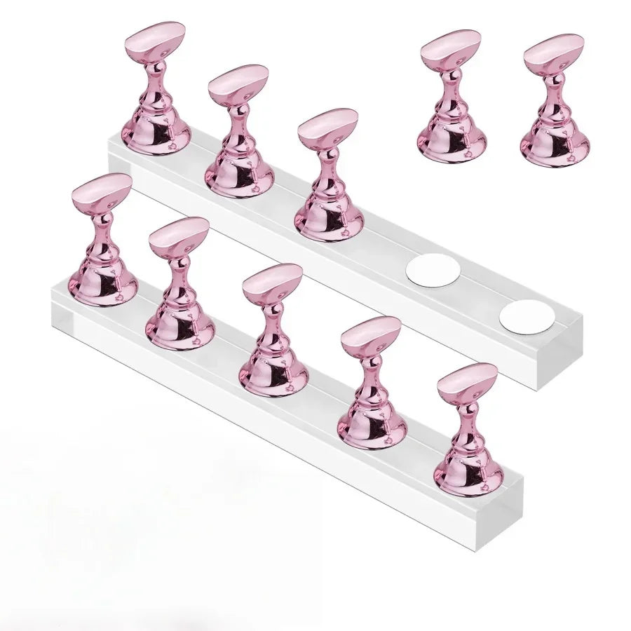 Magnetic Crystal False Nail Practice Holder Stand with Reusable Display