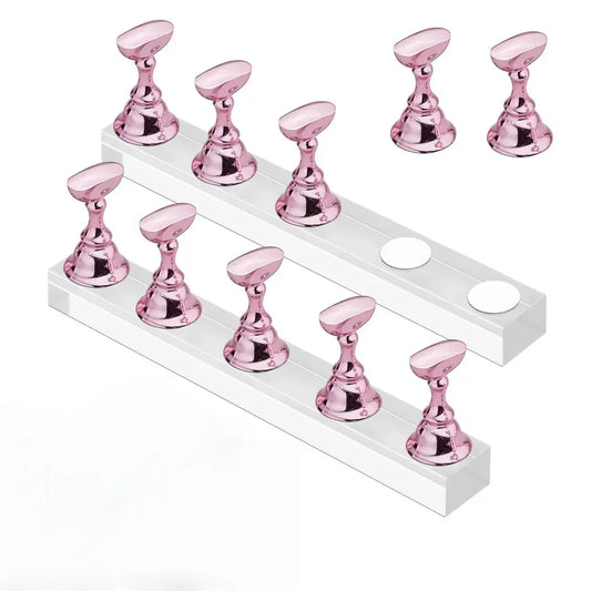 Magnetic Crystal False Nail Practice Holder Stand with Reusable Display