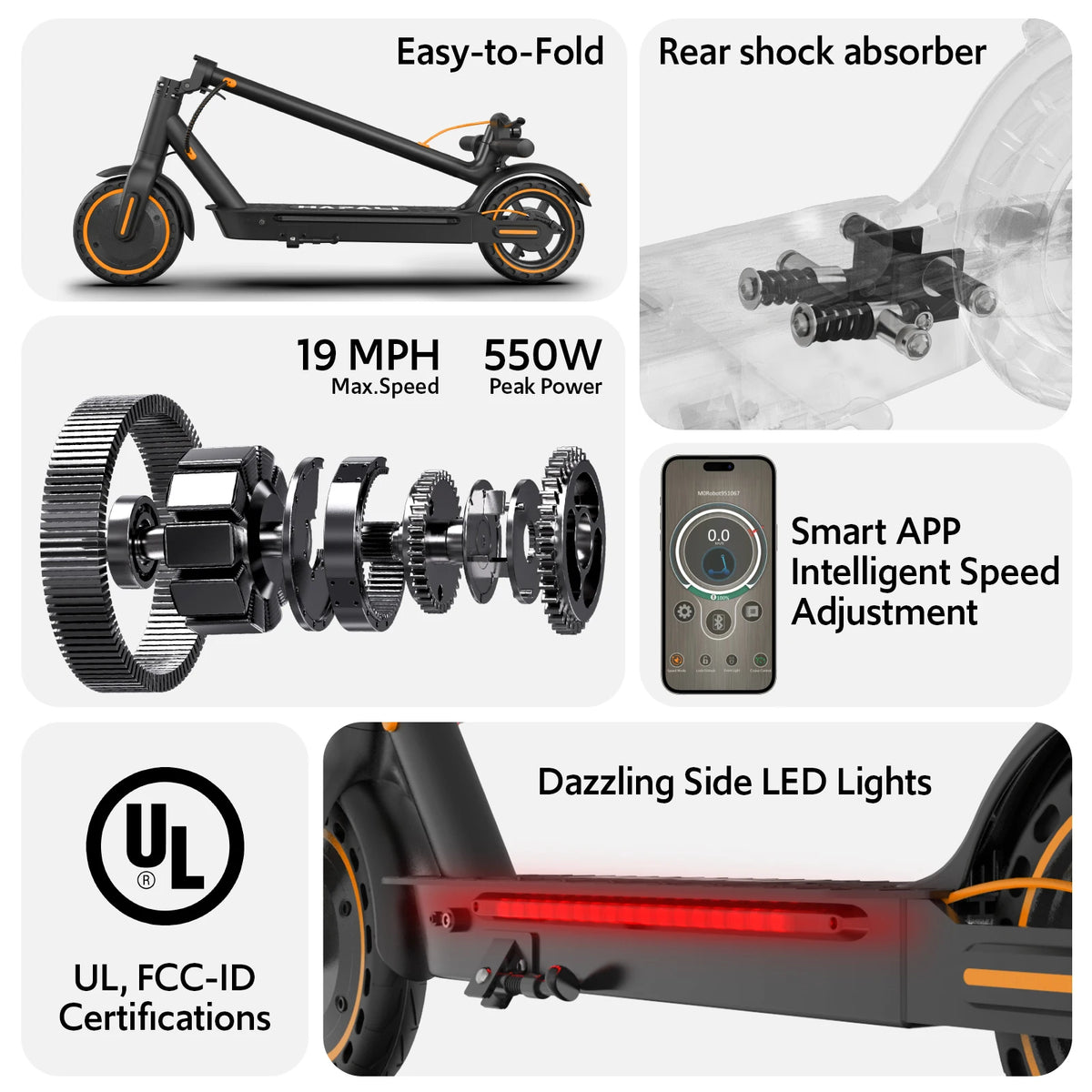 Osboo Adult Electric Scooter Featuring 550W Motor For Daily Commutes