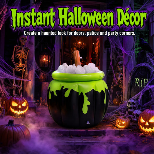 Inflatable Witch Cauldron Ice Bucket for Halloween Party Beverage Cooling
