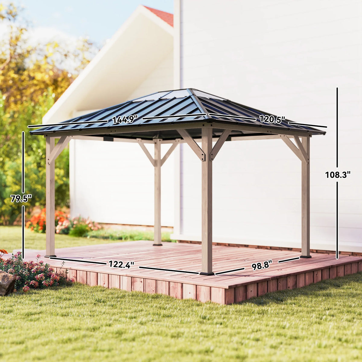 Outsunny 10'X12' Hardtop Gazebo with Steel Roof, Upf50+ Permanent Pavilion
