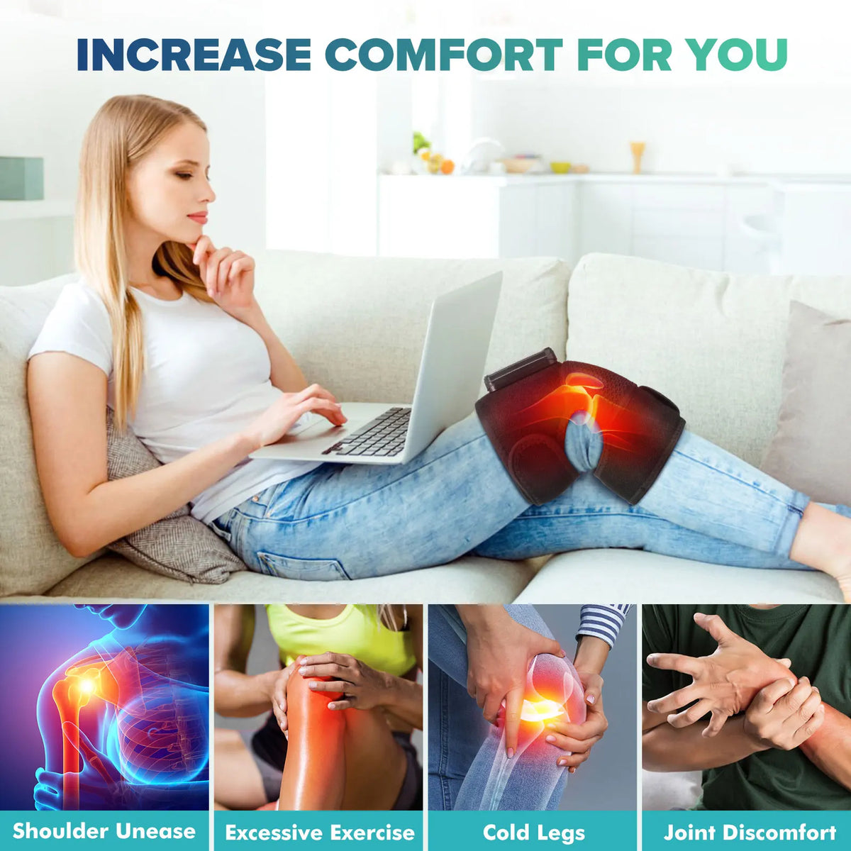 Hailicare Cordless Knee Massager With Heat And Vibration Relief