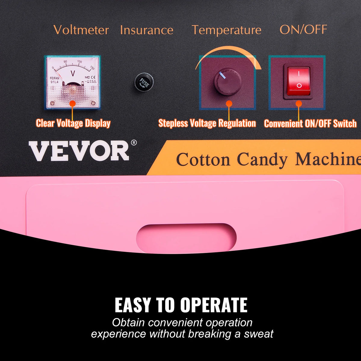 SucceBuy Commercial Electric Cotton Candy Machine With Cart And Bowl