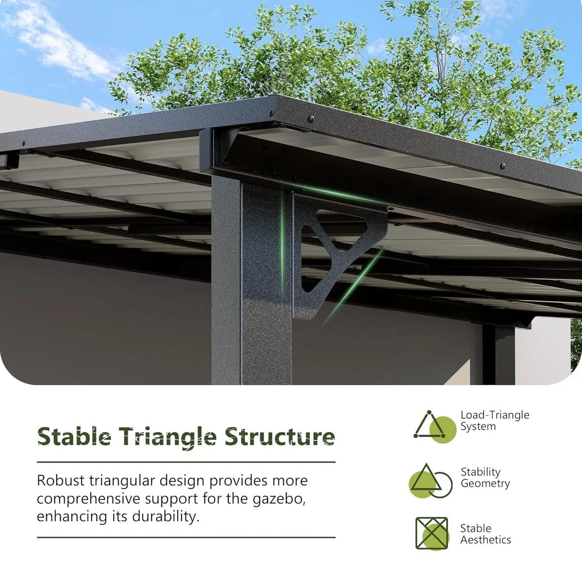 Hardtop Gazebo With Metal Roof Wall Mounted Backyard Canopy