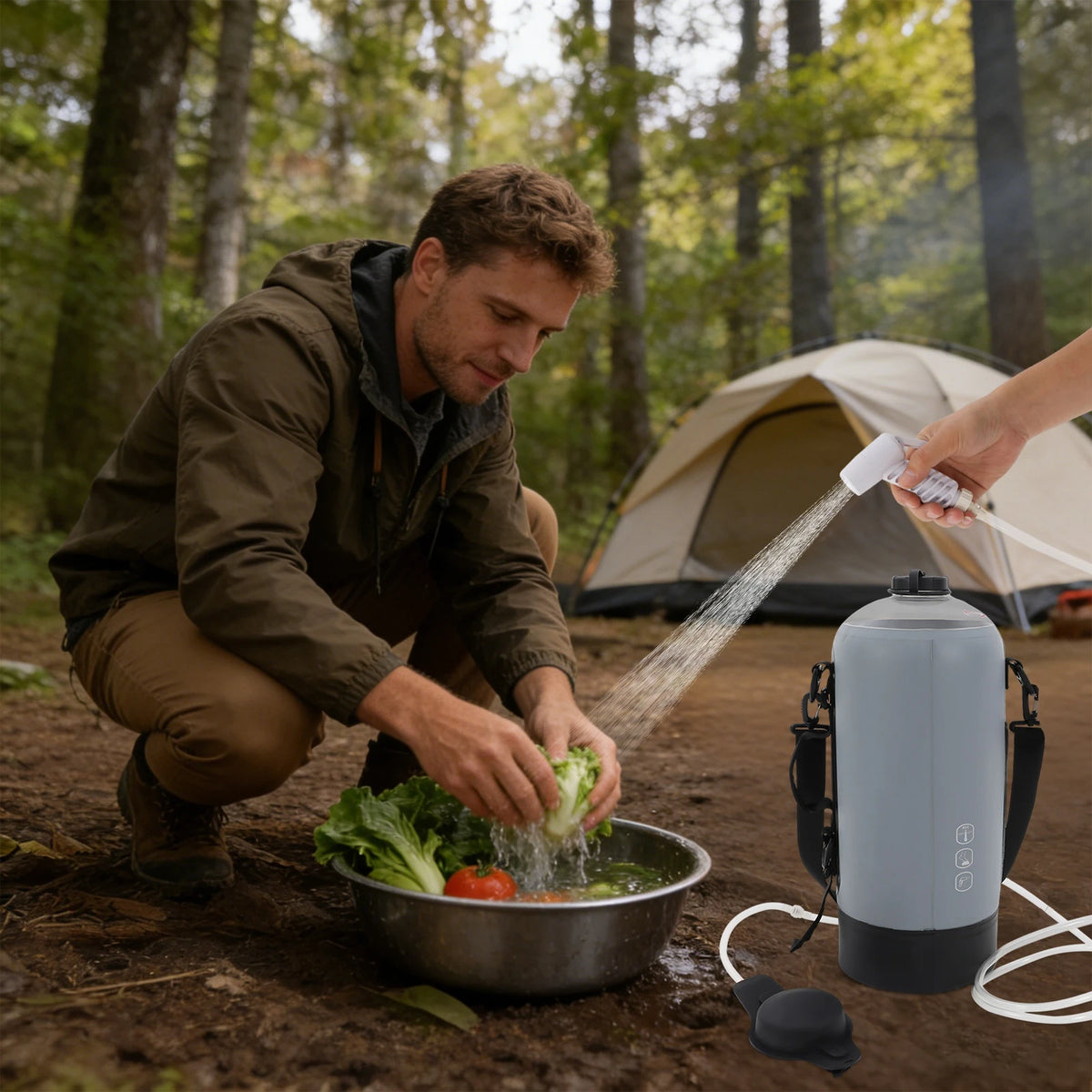 Bymaocar Portable Pressure Camp Shower with Air Pump for Outdoor