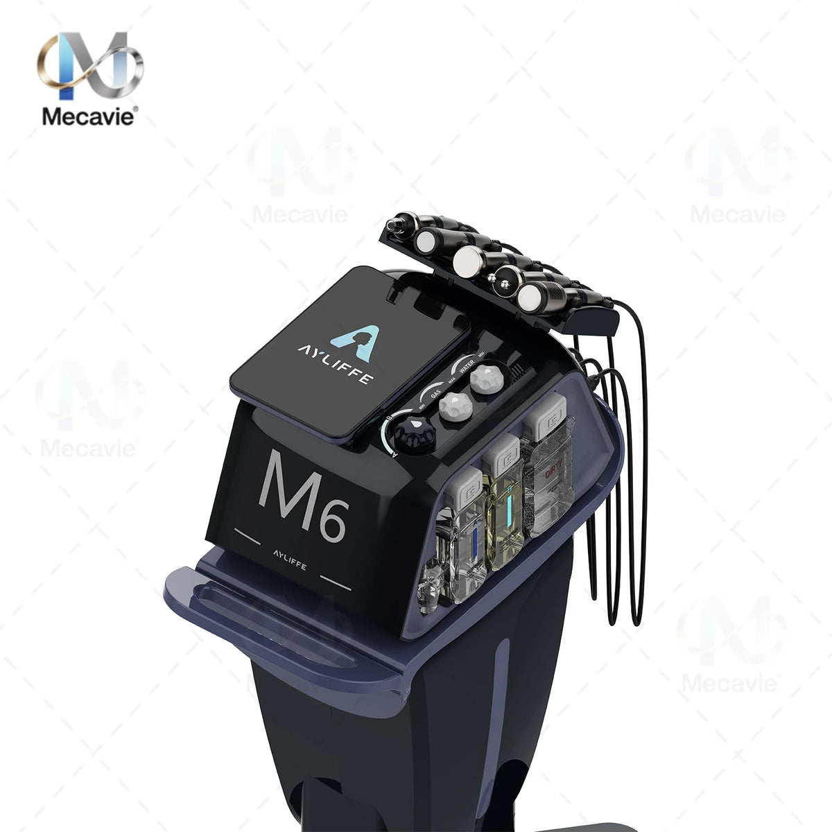 M6 Obsidian 6‑in‑1 Hydro Facial Machine Pore Deep Cleansing Blackhead Removal Plasma Acne Repair Oxygen Infusion Microcurrent Anti‑Aging Hot Cold Therapy Desktop Salon Skin Care Device