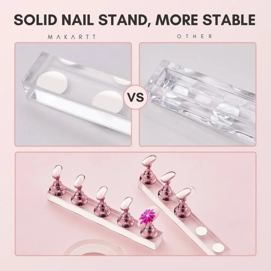 Magnetic Crystal False Nail Practice Holder Stand with Reusable Display