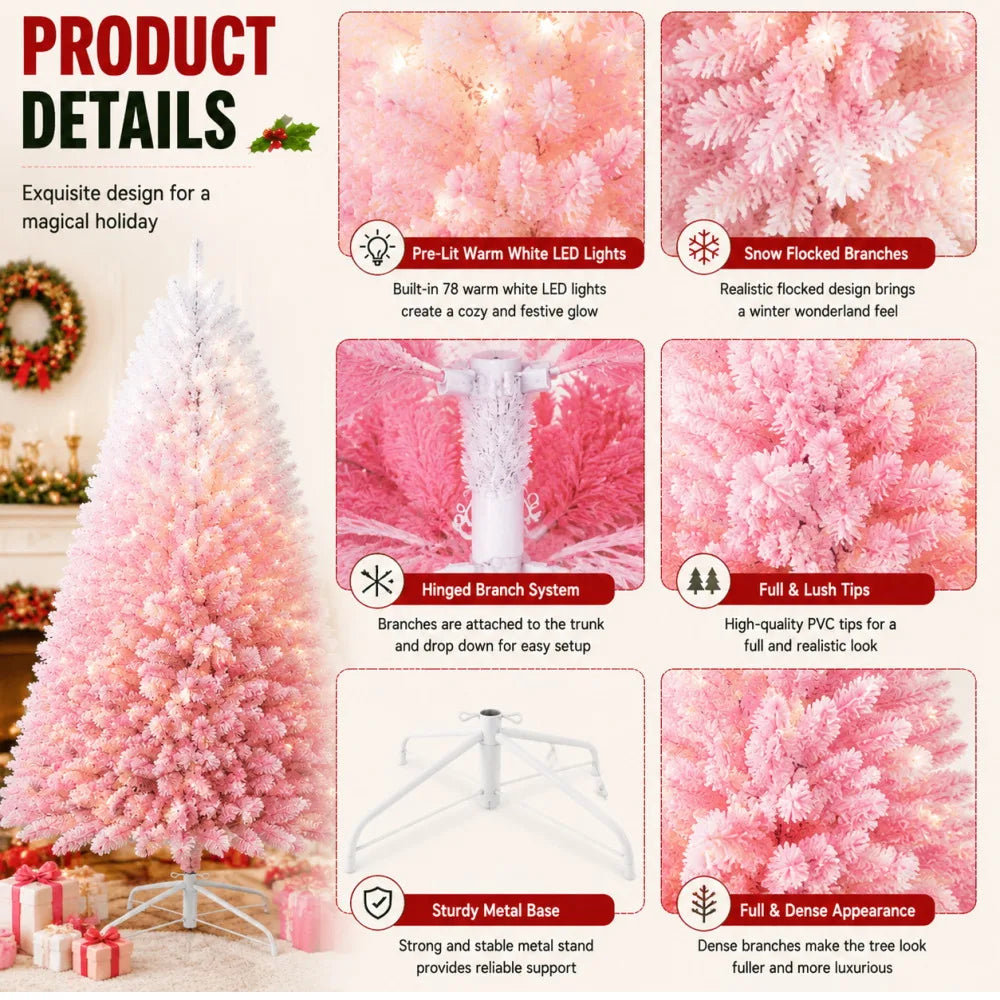 Flocked Artificial Christmas Tree For Festive Holiday Decor