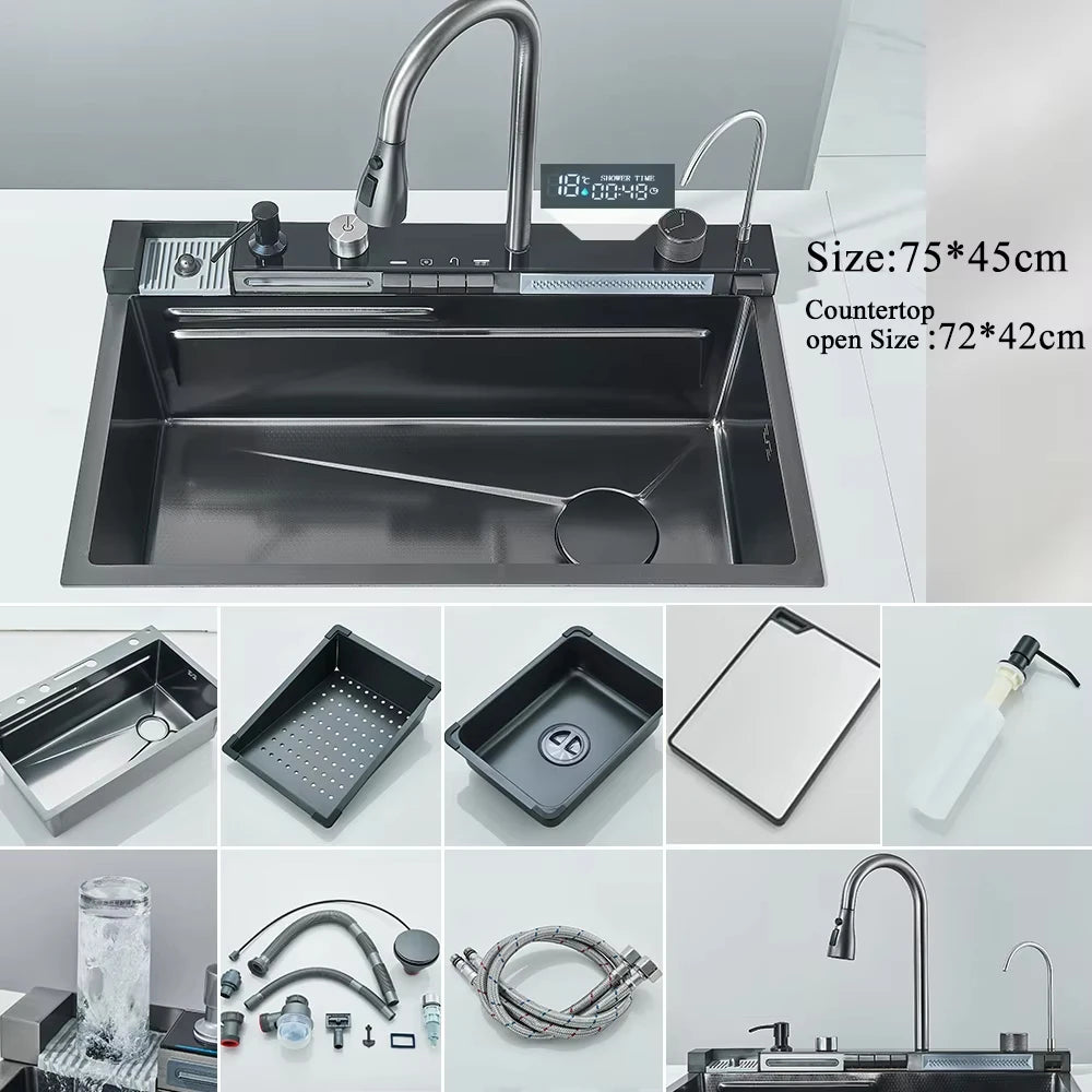 Myqualife 304 Stainless Steel Kitchen Sink With Integrated Digital Faucet