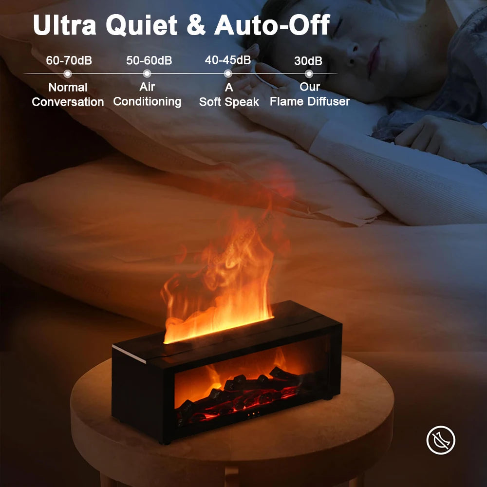 Silent Flame Aromatherapy Diffuser With Led Light And Usb Remote Control