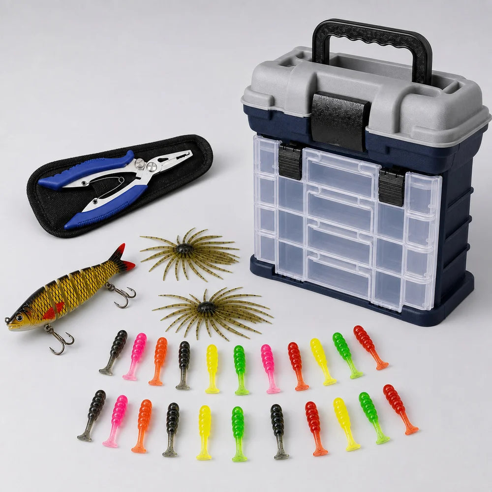 Zoe Portable Fishing Tackle Box Kit With Pliers And Lures