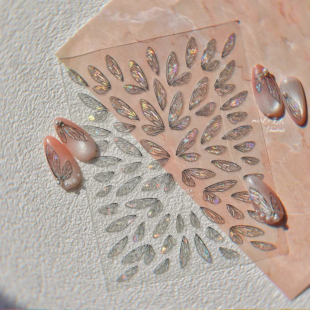 Golden Edge 5D Embossed Self Adhesive Floral Nail Stickers