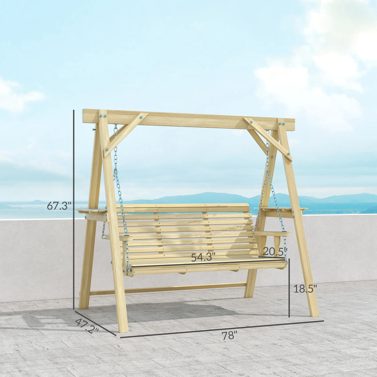 Outsunny Three Seat Porch Swing With Stand And Side Tables