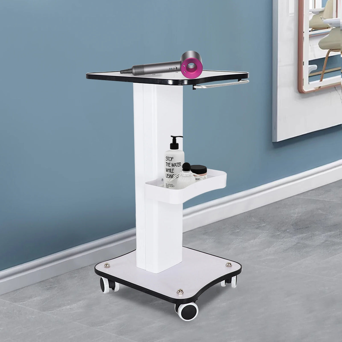 Rolling Beauty And Barber Trolley With Storage And Brake Wheels