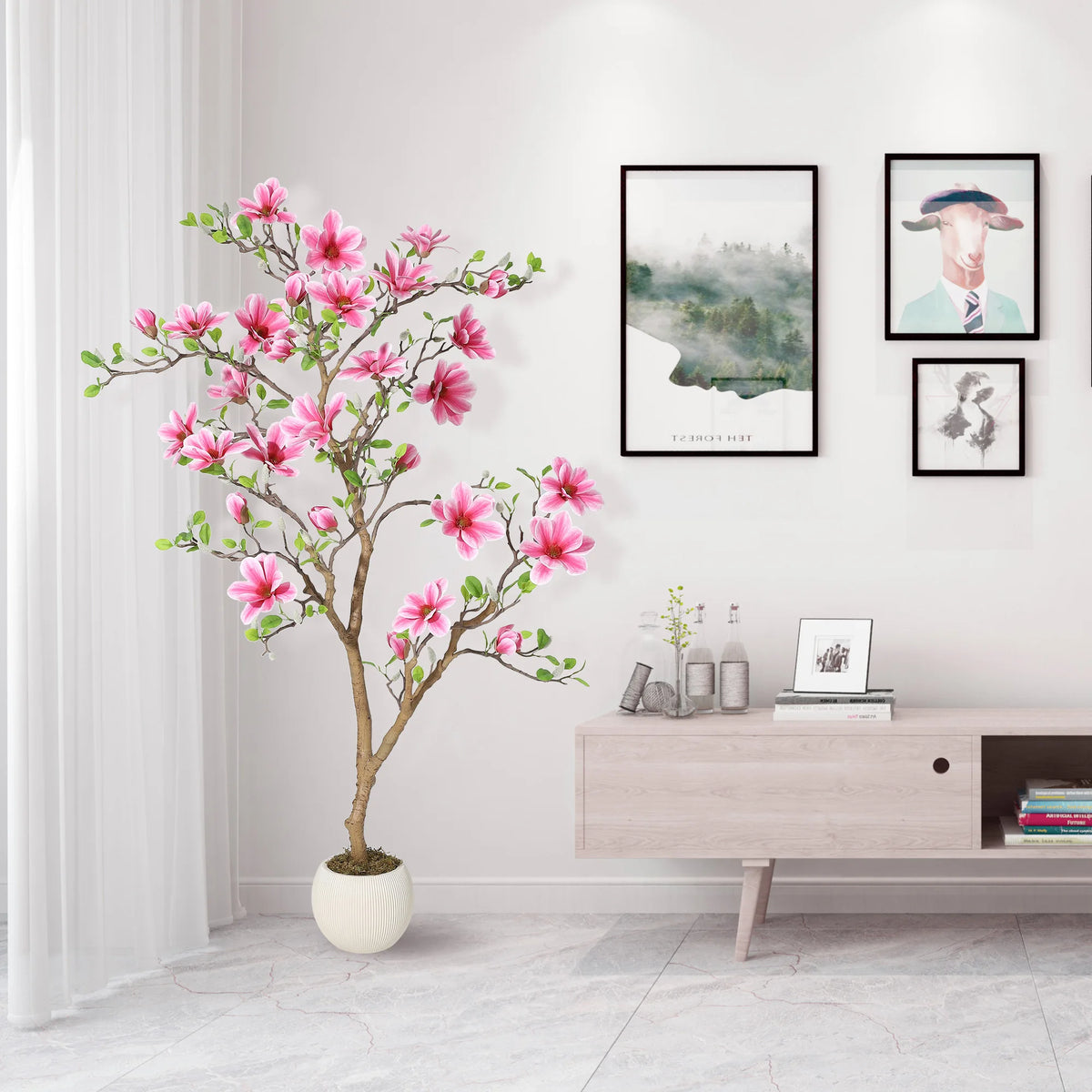 HiMISS Artificial Silk Magnolia Tree For Indoor Home Decor