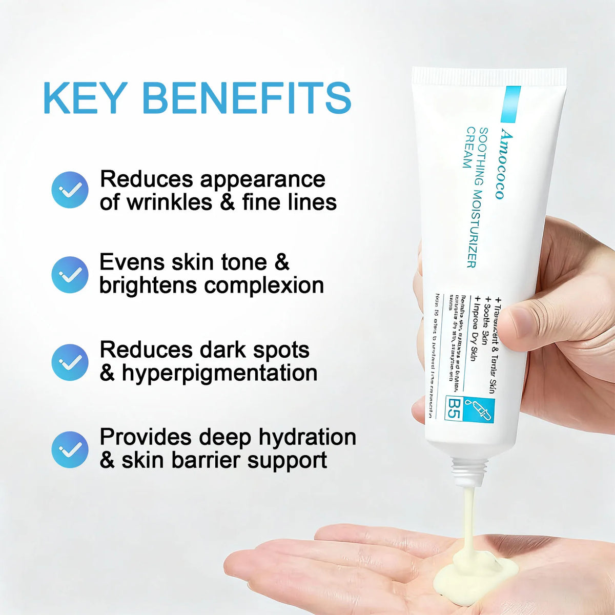 Amococo B5 Moisturizing Facial Cream With Panthenol And Hyaluronic Acid