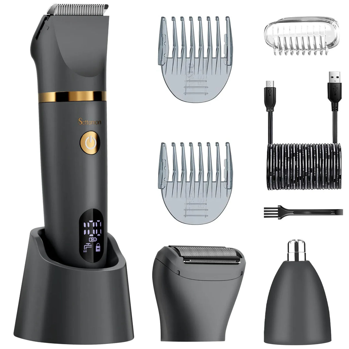 Scttomon Rechargeable Grooming Kit With LED Display And Stand