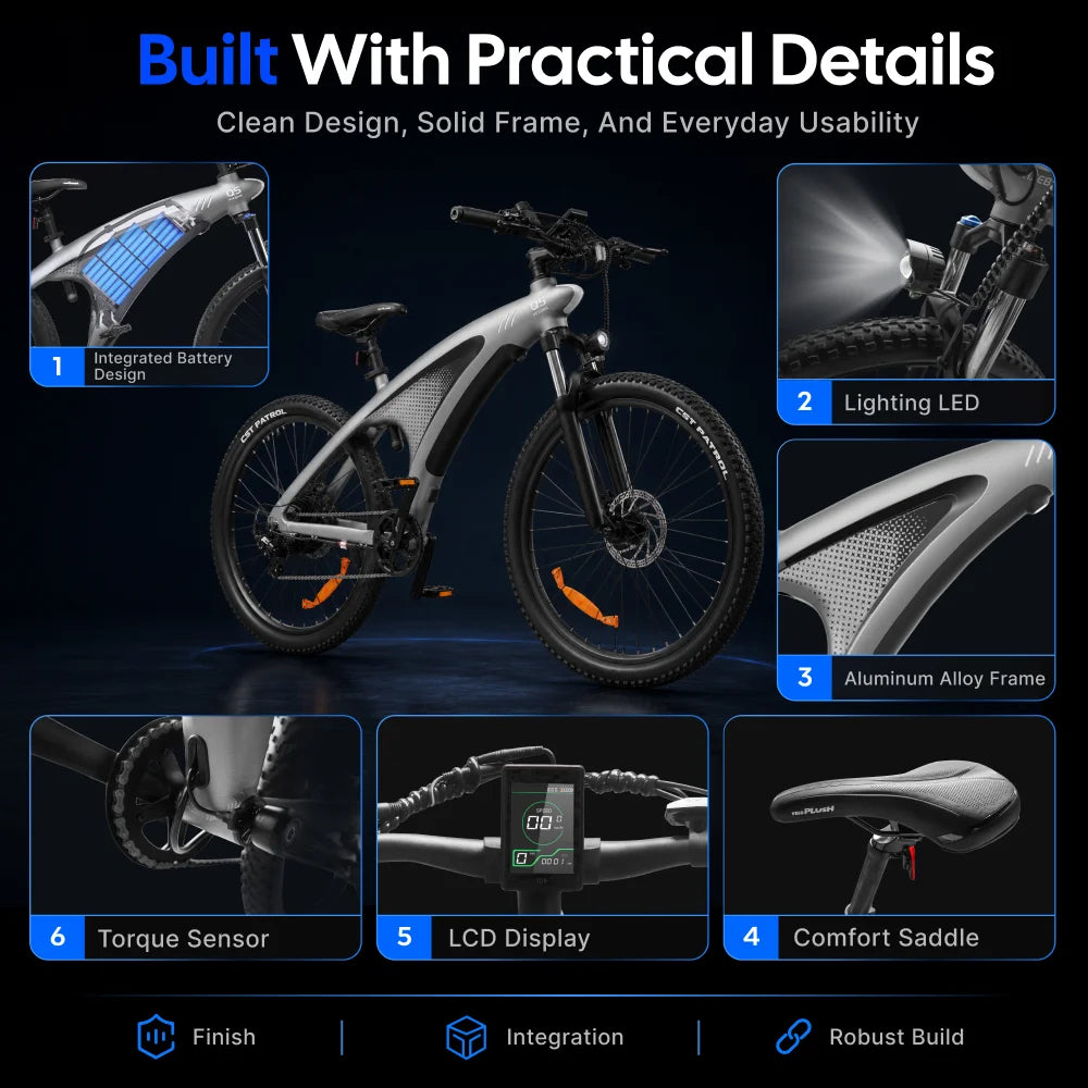 HUANCI Aluminum Electric Mountain Bike With Torque Sensor