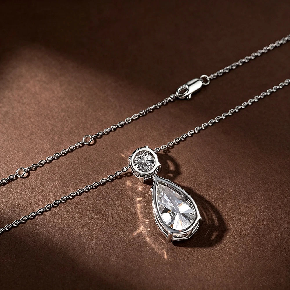 BXINY 925 Silver Moissanite Necklace And Earrings Jewelry Set