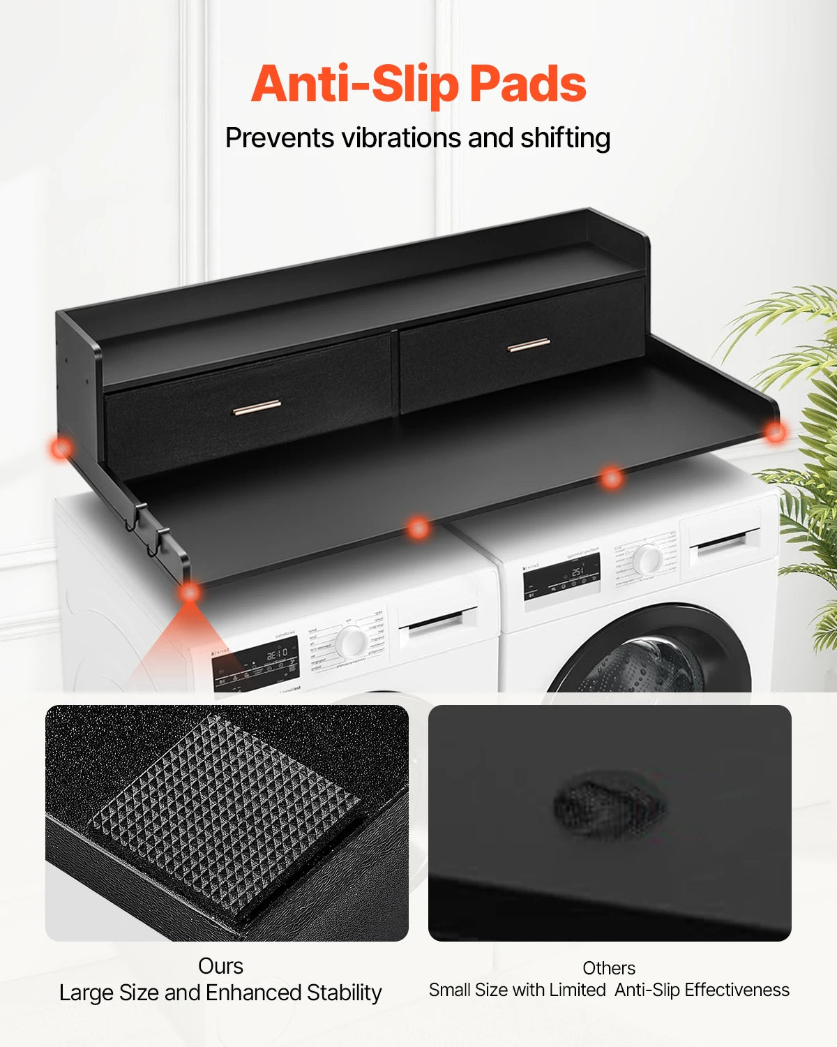 SucceBuy Washer Dryer Countertop With Drawer Shelf For Laundry Storage