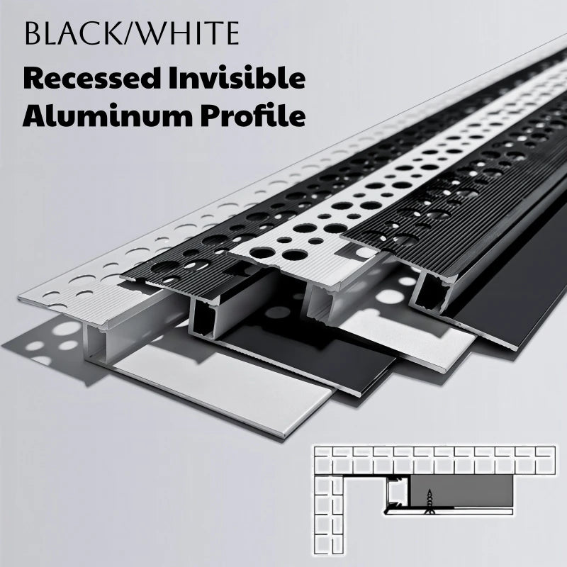 1M Ultra Narrow Shadow Gap LED Aluminum Profile Recessed Ceiling Edge Backlight Channel Top Corner Drywall Decor Bar Strip Light