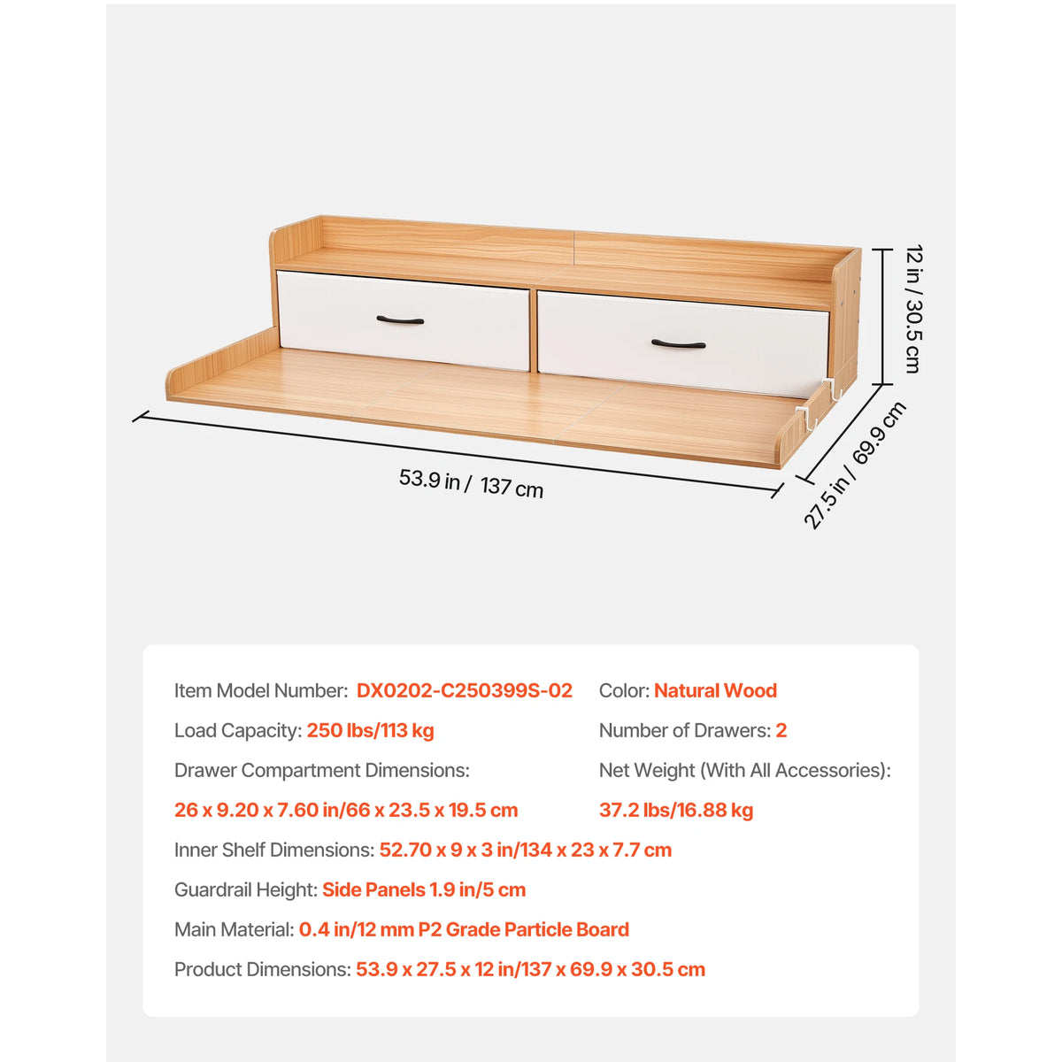 SucceBuy Washer Dryer Countertop With Drawer Shelf For Laundry Storage