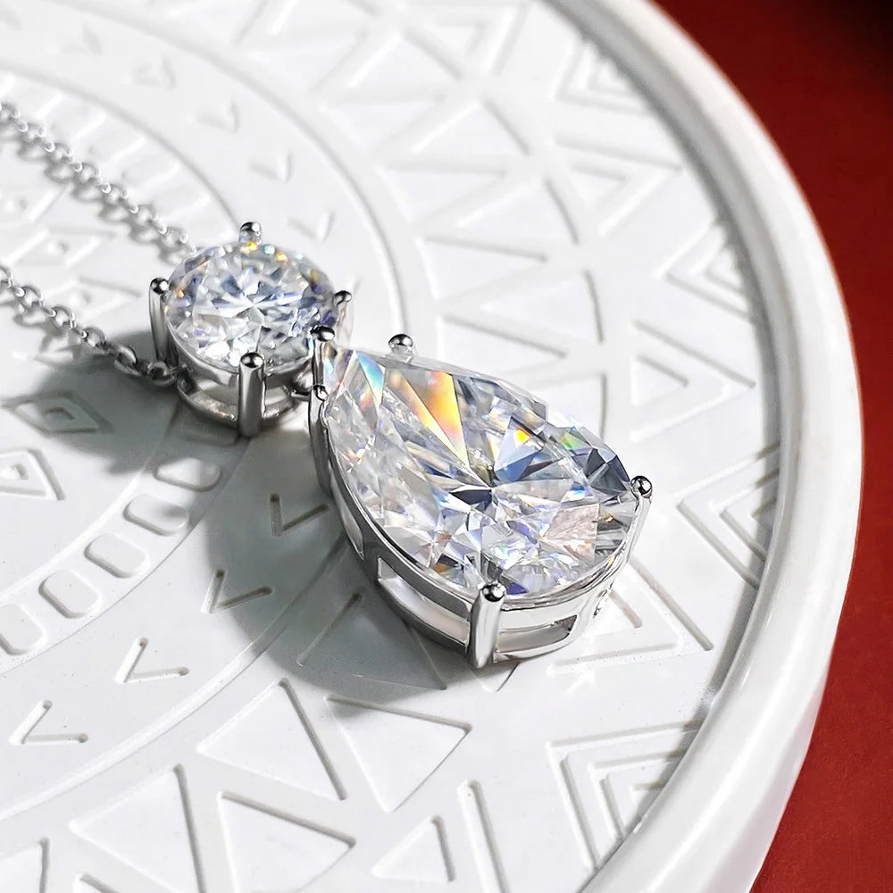 Bxiny S925 Silver Moissanite Waterdrop Necklace And Earrings Set For Women