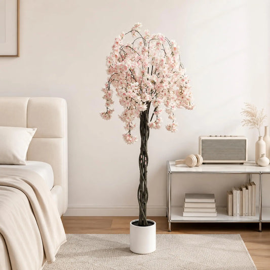Double Trunk Artificial Cherry Blossom Tree Indoor Home Decor