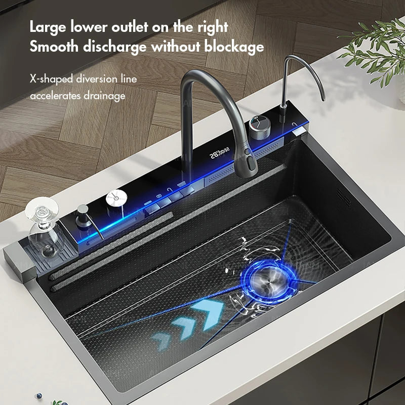Myqualife 304 Stainless Steel Kitchen Sink With Integrated Digital Faucet