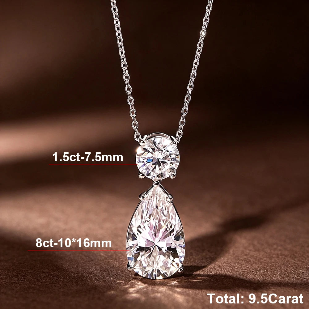 BXINY 925 Silver Moissanite Necklace And Earrings Jewelry Set