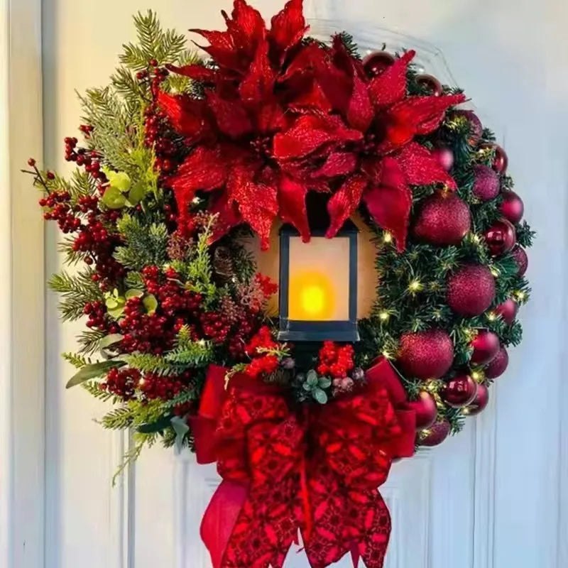 Christmas Wreath With Lights For Front Door Holiday Decor