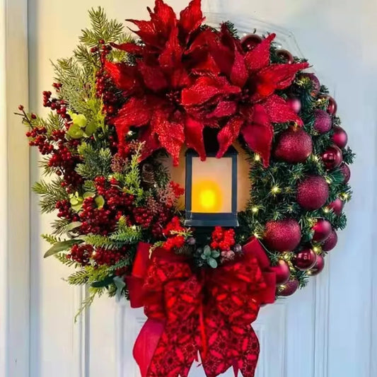 Christmas Wreath With Lights For Front Door Holiday Decor