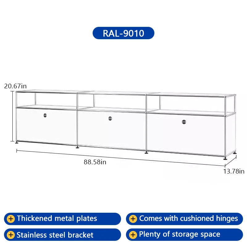 Bigcityfur Modern Metal TV Stand With Corner Storage And Display Shelf