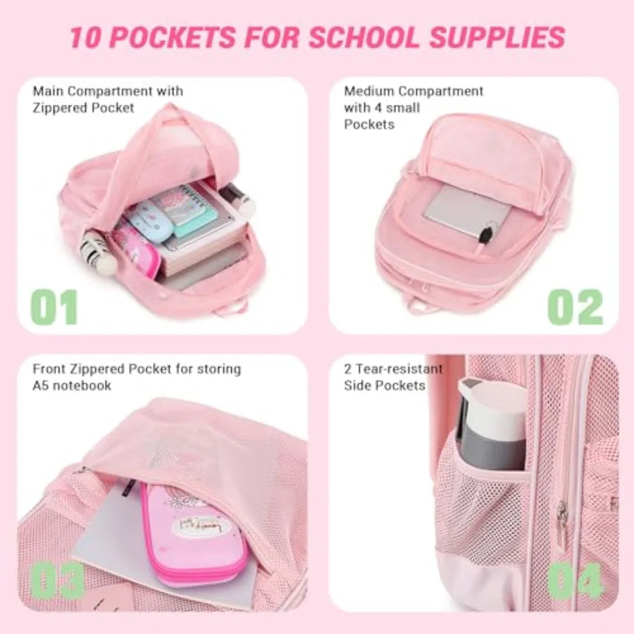 Moonbaby Clear Mesh Backpack For School And Daily Travel Use