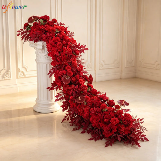 Uflower Silk Artificial Flower Wall Decor For Wedding Parties