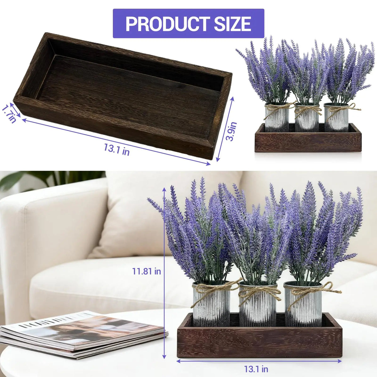 Farmhouse Table Centerpiece Artificial Lavender Flowers Set