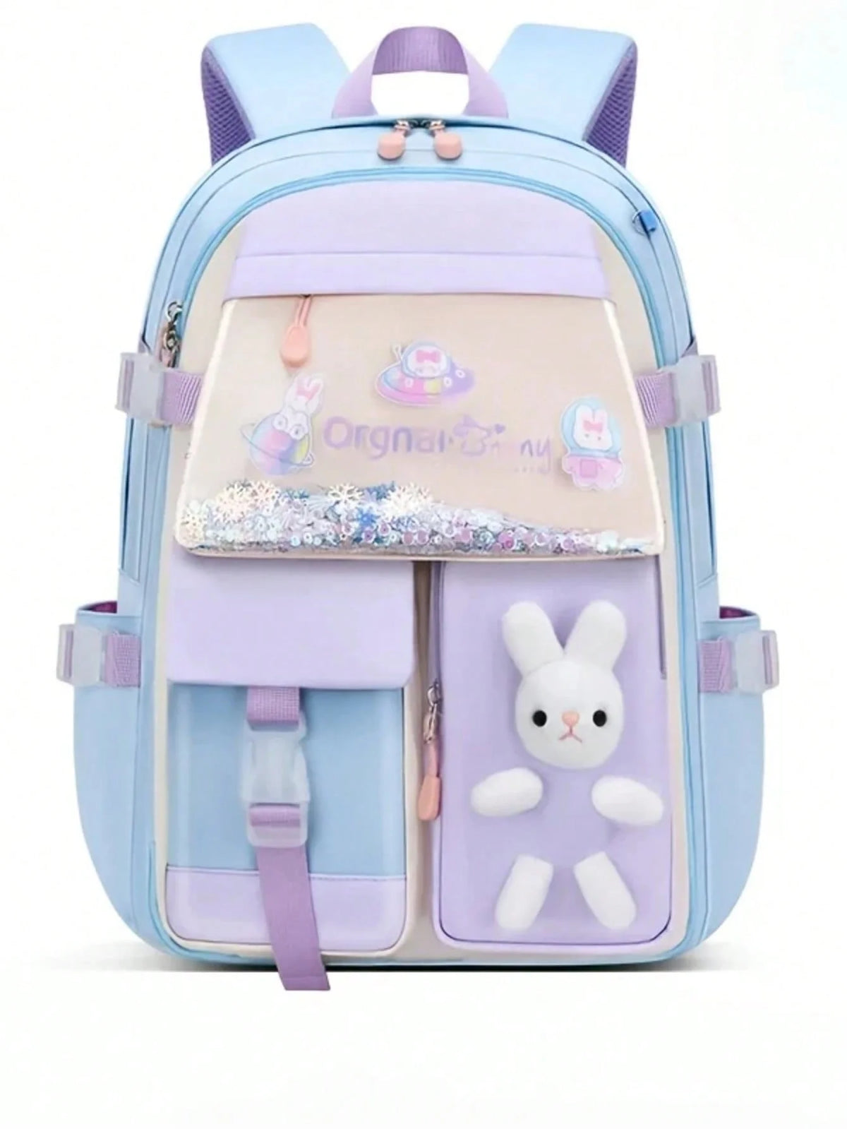 Lightweight Polyester Schoolbag With Multiple Pockets And Reflective Strips