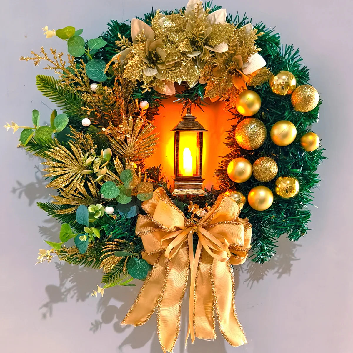 Christmas Wreath With Lights For Front Door Holiday Decor