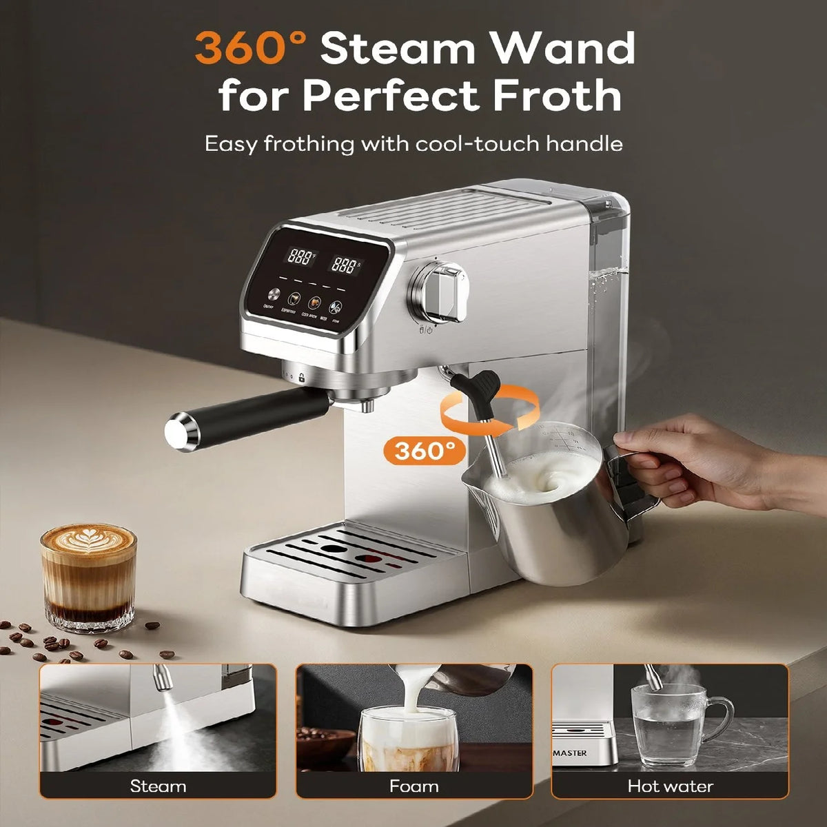 20 Bar Touchscreen Espresso Machine With Integrated Milk Frother