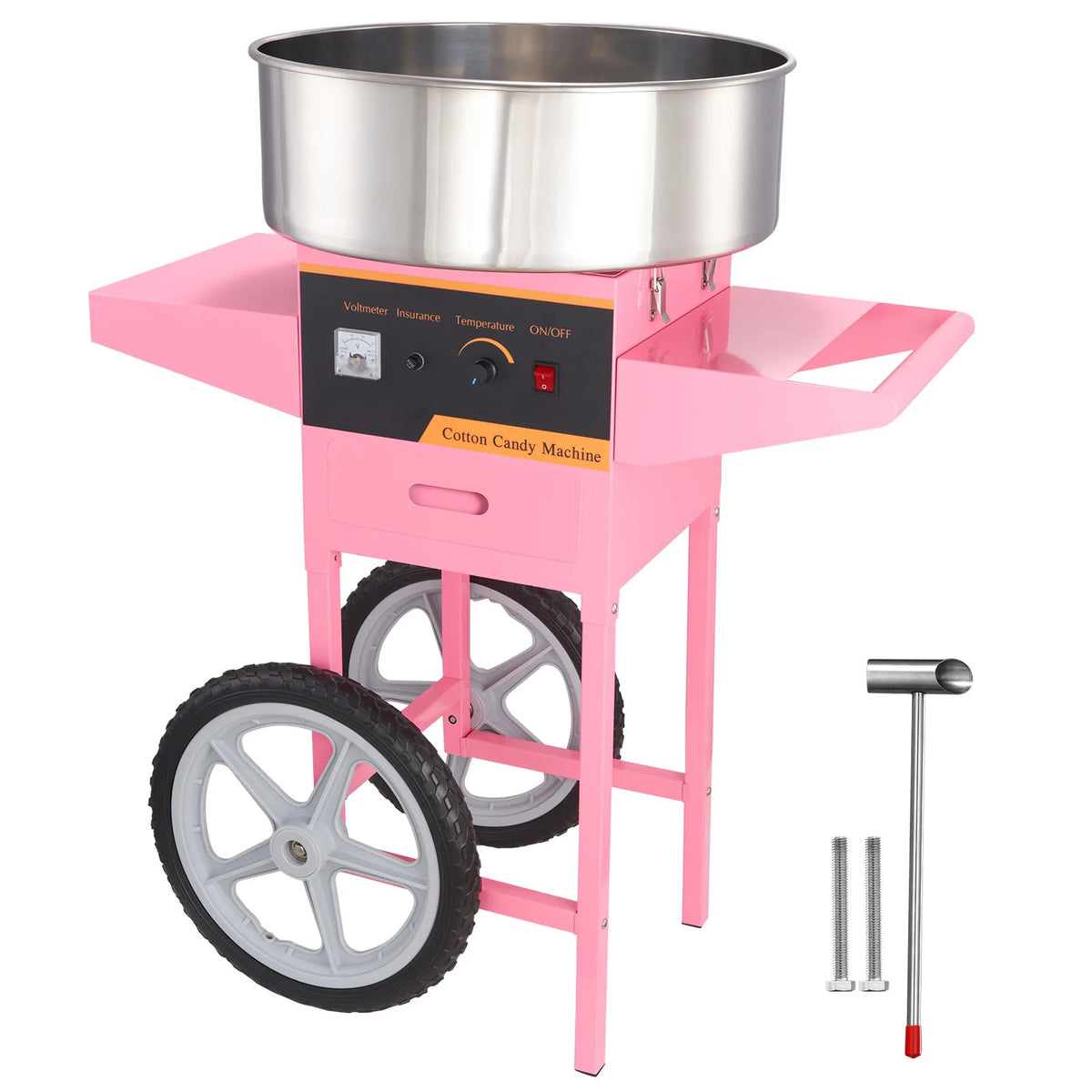 SucceBuy Commercial Electric Cotton Candy Machine With Cart And Bowl
